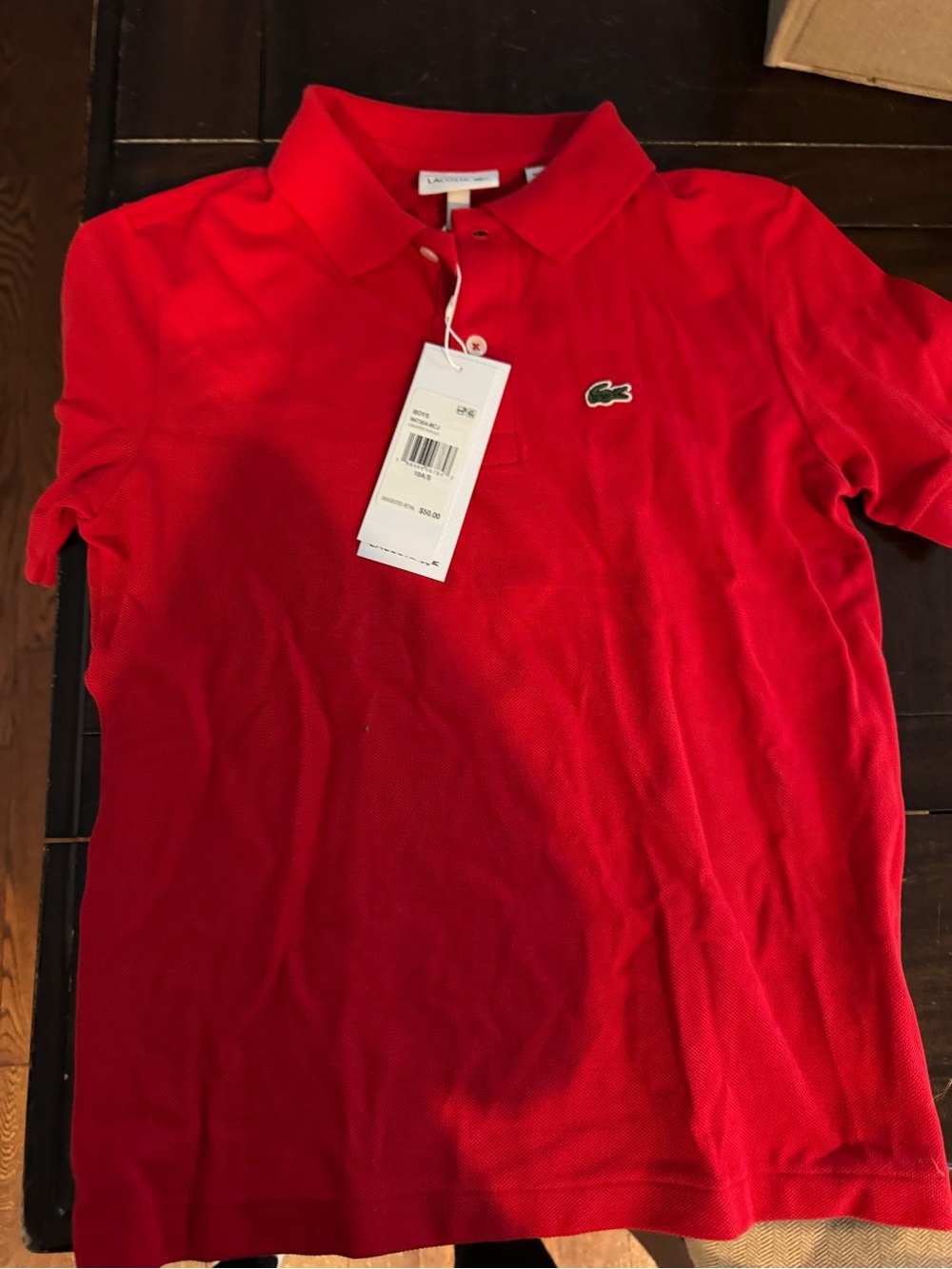 Lacoste boys Red Polo Shirt with Crocodile Logo